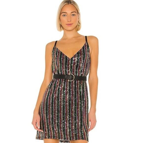 Sanctuary Women's Rainbow Prism Sequin Mini Dress Spaghetti Strap Multi Size S - Picture 1 of 8
